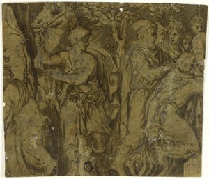 Niobes historie: Ungdom med hest; Tilbedere av Polidoro da Caravaggio