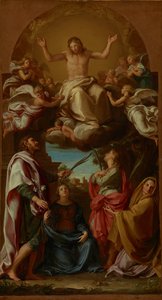Kristus i herlighet med de hellige Celsus, Julian, Marcionilla og Basilissa av Pompeo Girolamo Batoni