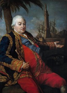 Portrett av Pierre Andre de Suffren av Saint-Tropez (Saint-Trophez), fogd av Suffren (1729-1788), viseadmiral, i stor uniform av sjøoffiser Maleri av Pompeo Batoni (1708-1787) av Pompeo Girolamo Batoni
