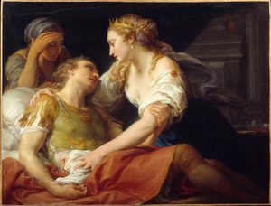 Døden til Marc Antoine, den romerske politikeren og general Marc Antoine (Marcus Antonius) (83-30 f.Kr.) døde i armene til Kleopatre. Maleri av Pompeo Batoni (1708-1787) 1760 Brest, Museum of Fine Arts