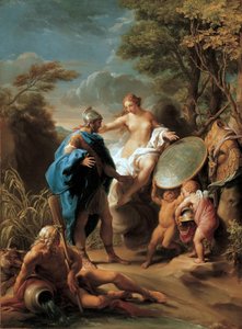Venus presenterer Aeneas med rustning smidd av Vulcan av Pompeo Girolamo Batoni