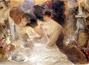 Middag i Monte Carlo. Belle Epoque av Pompeo Mariani. Slottsmuseet. Milan