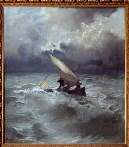 Tempete en mer (Storm på havet) Maleri av Pompeo Mariani (1857-1927) 1898 Dim 145x135 cm Genes, Galleria d