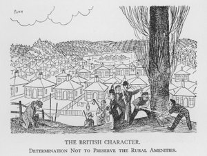 Den britiske karakteren, besluttsomhet om ikke å bevare de landlige fasilitetene (litho) av Pont