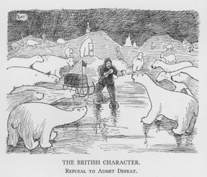Den britiske karakteren, nektet å innrømme nederlag (litho)