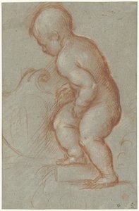 Putto med et våpenskjold av Pordenone (attributed to)