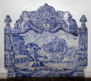 Allegori av luft - Azulejos, malt keramikk av Portuguese School