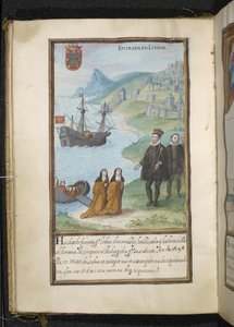 Illustrasjon, fra en historie om Syon-nonnenes peregrineringer, samlet i Lisboa på begynnelsen av 1600-tallet av Portuguese School