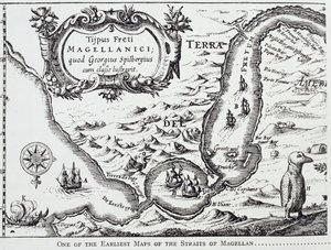 Et av de tidligste kartene over Magellanstredet, fra 
