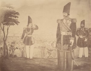 [En persisk revy i et maleri som en gang tilhørte Ardeshir Mirza, kongens onkel.], 1840-60-tallet. av Possibly by Luigi Pesce.