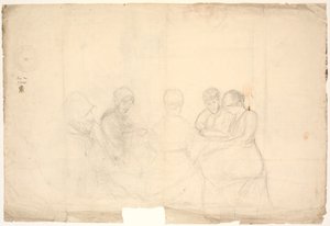 Gruppe på fem sittende figurer av Poul S. Christiansen