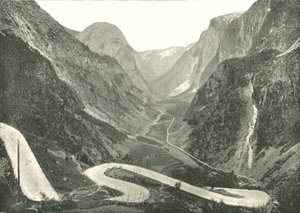 Zig-Zag-veien og fossene, Stalheim, Norge, 1895.