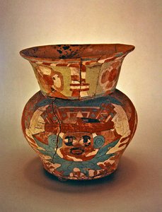 Dekorert vase, Teotihuacan Culture (keramikk) av Pre Columbian Pre Columbian