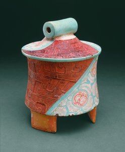Stativkar med plateben (stuccoed blackware) av Pre Columbian Pre Columbian