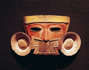 Menneskelig maske, fra Teotihuacan (malt stein)