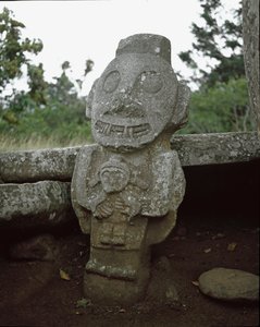 Megalittisk skulptur av fruktbarhetsgudinnen av Pre Columbian Pre Columbian