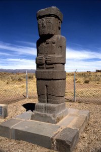 Det førkolumbianske arkeologiske stedet Tiahuanaco, Bolivia.