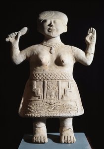 Før-colombiansk kunst, Totonac-sivilisasjon: statuett av forspenningsarmer i luften 600-900-tallet etter JC Fra El Tajin (stein) av Pre Columbian Pre Columbian