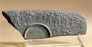 Fragment of the Hunters Palette, muligens fra Tell el-Amarna (skifer)
