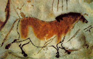 En hest, ca. 15 000–10 000 f.Kr. (pigmenter på stein)