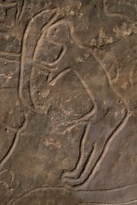 Menneskeskikkelse og oksehode (helleristning) av Prehistoric