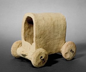 Modell av en overbygd vogn, sies å være fra Hammam nær Carchemish (Jerablus) Syria, ca. 2400-2300 f.Kr. (terrakotta) av Prehistoric