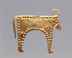 Bulgaria, Sofia, Natsionalen Istoritcheski Muzej, Bladgull med dyrefigurer fra Varna av Prehistoric Prehistoric