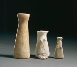 Forhistorie: kvinnelige idoler fra stedet Los Millares (Almeria). Spania Madrid, Nasjonalt arkeologisk museum av Prehistoric Prehistoric