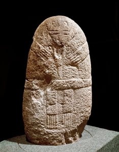Forhistorie: statuett menhir. Steinalder, neolitikum. Saint Germain en Laye, Museum of National Antiquities av Prehistoric Prehistoric