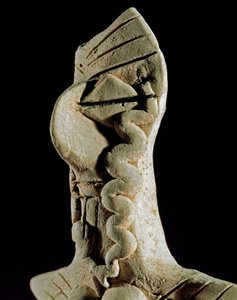 Forhistorie: kvinnehode. Leirstatuett fra sentrale Turkmenistan (Gonur Tepe-regionen). 3000–2500 f.Kr., bronsealderen i Moskva, Arkeologisk institutt ved det russiske vitenskapsakademiet, Russland av Prehistoric Prehistoric