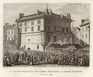 Folket som leverer de franske vaktene ved klosteret St Germain