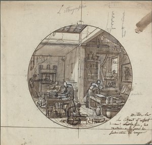 Litografisk verksted av Probably French 19th Century