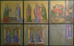 Rekonstruksjon av en vegg et maleri opprinnelig i St. Stefans kapell, som viser dronning Philippa (ca. 1314-69) og hennes døtre