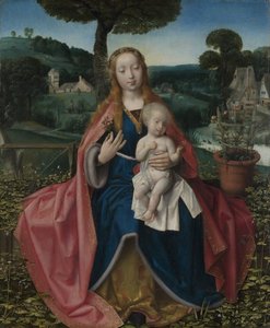 Jomfruen og barnet i et landskap, tidlig på 1500-tallet.