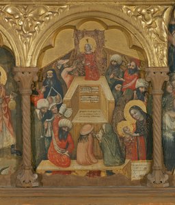 Polyptych of the Dormition of the Virgin, detalj av Jesus med legene (tempera på panel)