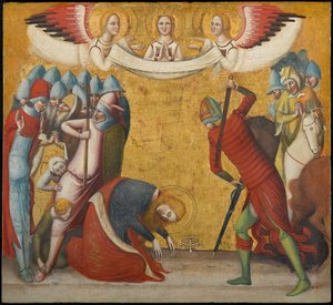 Halshuggingen av St. Katarina av Alexandria, ca. 1325-1330 (tempera og bladgull på panel)