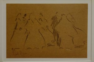 skisse av kvinnelige figurer, Narcís Puget Riquer, kulltegning, Puget museum, adelige huset til Can LLaudis, Dalt Vila, Ibiza, balearene, Spania