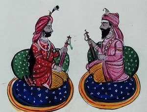Maharaja Kharak Singh og Maharaja Nau Nihal Singh, ca. 1890 (akvarell på papir)