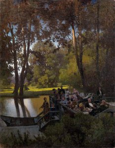 ""Dejeuner au parc"" (lunsj i parken) Peinture de Pyotr Alexandrovich Sukhodolsky (Soukhodolsky) (1835-1903) Olje på lerret Dim 61,5x48 cm Privat samling av Pyotr Alexandrovich Sukhodolsky