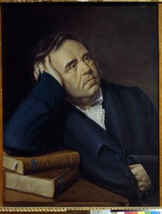 Portrett av fabulisten Ivan A. Krylov (1769-1844) (portrett av fabulisten IA Krylov). Verk av Pyotr Alexeevich Olenin (1828-1855), pastell på papir av Pyotr Alexeevich Olenin