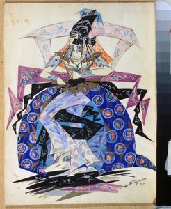 Kostymedesign for balletten "Petrushka" av Igor Stravinsky (1882-1971) (Kostumedesign for balletten Petrusjka av I.Stravinsky). Tegning av Pyotr Boborykin (Pyotr Boborykin) (1836-1921). Akvarell og blyant på papir, 35,6 x 26,5 cm av Pyotr Boborykin