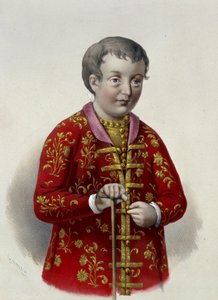 Storhertug Simeon Aleksijevitsj (1665-1669) av Russland (tsarevitsj Simeon Aleksijevitsj av Russland). Verk av Pyotr Fyodorovich Borel (1829-1898), litografi ca. 1860. Russisk kunst fra 1800-tallet, nyklassisisme. Det russiske statsbiblioteket, Moskva. av Pyotr Fyodorovich Borel