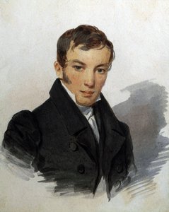 Portrett av Vasily Joukovski (1783-1852), russisk poet (Portrett av poeten Vasily Zhukovsky). Verk av Piotr (Pyotr) Fiodorovitch Sokolov (Peter Sokolov) (1791-1848), ca. 1820. Akvarell på papir. St. Petersburg, Museum A. Pushkin Memorial Museum av Pyotr Fyodorovich Sokolov