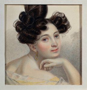Portrett av grevinne Glafira av Balmen. Verk av Pyotr (Piotr) Fyodorovich Sokolov (Peter Sokolov) (1791-1848), akvarell på papir, ca. 1828. Russisk kunst av Pyotr Fyodorovich Sokolov