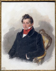 Portrett av Decembrist (eller Decabrist) Mikhail Vielgorsky (1788-1856). (Portrett av Decembrist M. Vielgorsky). Verk av Pyotr (Piotr) Fyodorovich Sokolov (Pierre Sokolov) (1791-1848), akvarell på papir, cirka 1840. Russisk kunst fra 1800-tallet, romantikk av Pyotr Fyodorovich Sokolov