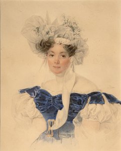 Portrett av grevinne Varvara Sergeyevna Golitsyna 1794-1875, født Rumyantseva-Kagulska, midten av 1830-årene av Pyotr Fyodorovich Sokolov
