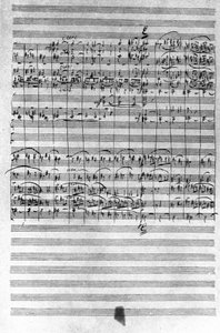 Manuskript av partituret til balletten Nøtteknekker av Piotr eller Petr Ilyich Tchaikovsky (eller Tchaikovsky eller Ciajkovskij eller Tchaikowsky av Pyotr Ilyich Tchaikovsky