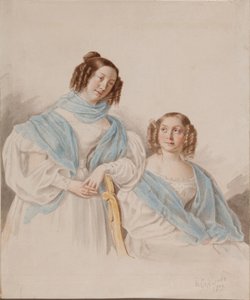 Portrett av søstrene grevinner Antonina Dmitrievna 1813-1891 og Lidia Dmitrievna 1815-1882 Blud