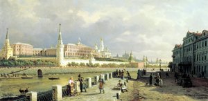 Utsikt over Kreml fra Sophia Embankment i Moskva, 1879.
