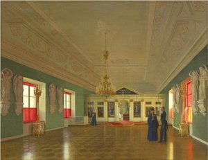 Interiør av palasskirken St. Alexander Nevsky, Anichkov-palasset, St. Petersburg, 1850. av Pyotr Vasilyevich Tutukin